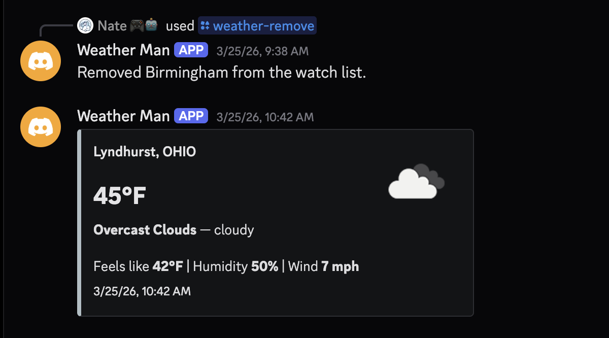 Wheather Bot Nate Mills — Software Developer